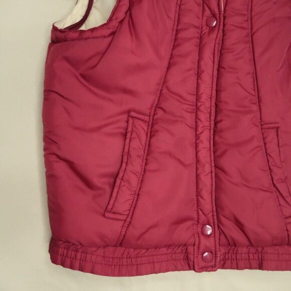 Vintage Sears Puffer Vest Red Snap Front 70s 80s Outerwear Retro Women's Small - Picture 4 of 11